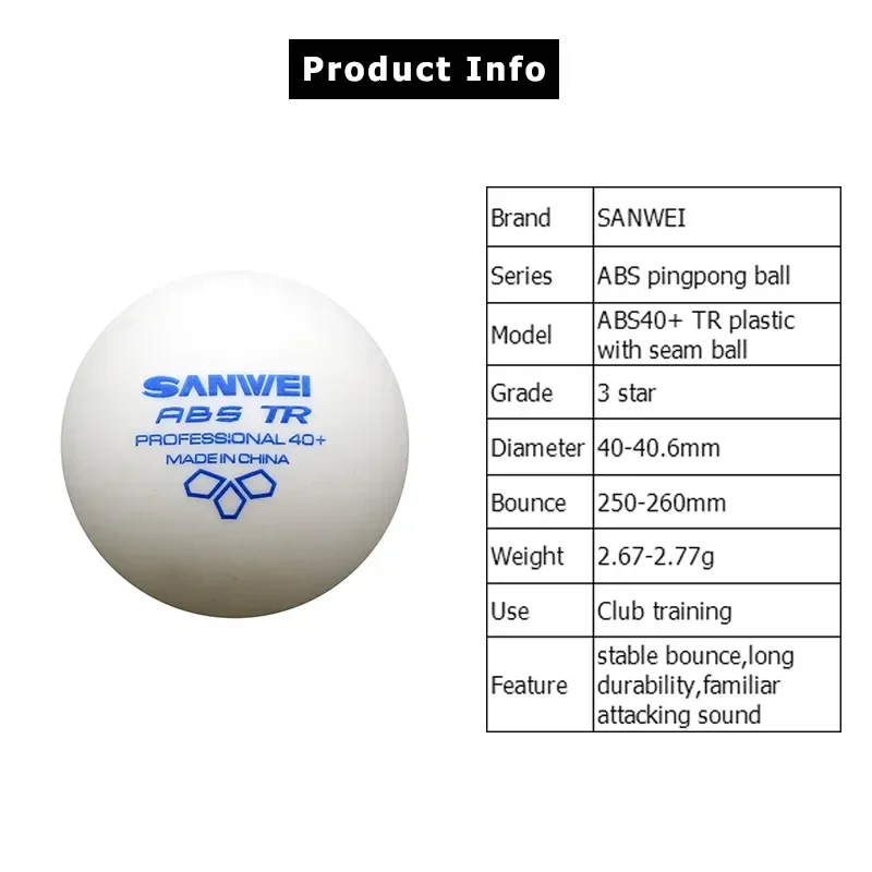 SANWEI-ABS TR 3성급 탁구공, 40+, 플라 - Table Tennis Video Game 리뷰 및 가격